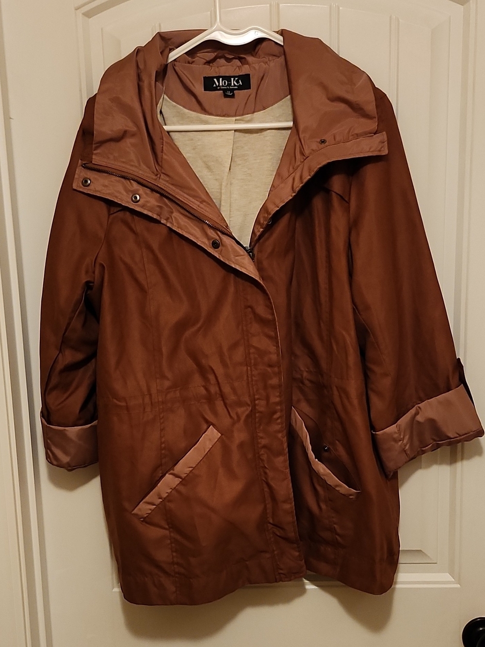 Mo-Ka Women's Hooded Trench Coat in Rich Brown